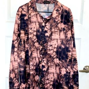 PLT oversized button up tie dye shirt